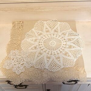 Elegant White Crochet Doilies 3 sizes small medium large handmade vintage